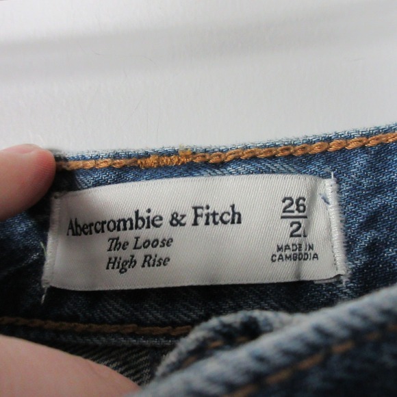 Abercrombie & Fitch The Loose High Rise Women's Blue Denim Jeans Size 26 2 - Picture 2 of 11